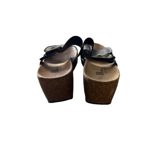 Browns Womens Black Leather Strap Comfort Wedge Sandals Size 6 - Picture 4 of 7